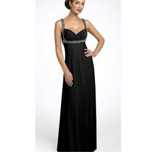 JS Boutique Women's 8 Black Rhinestone Embellished Evening Gown
